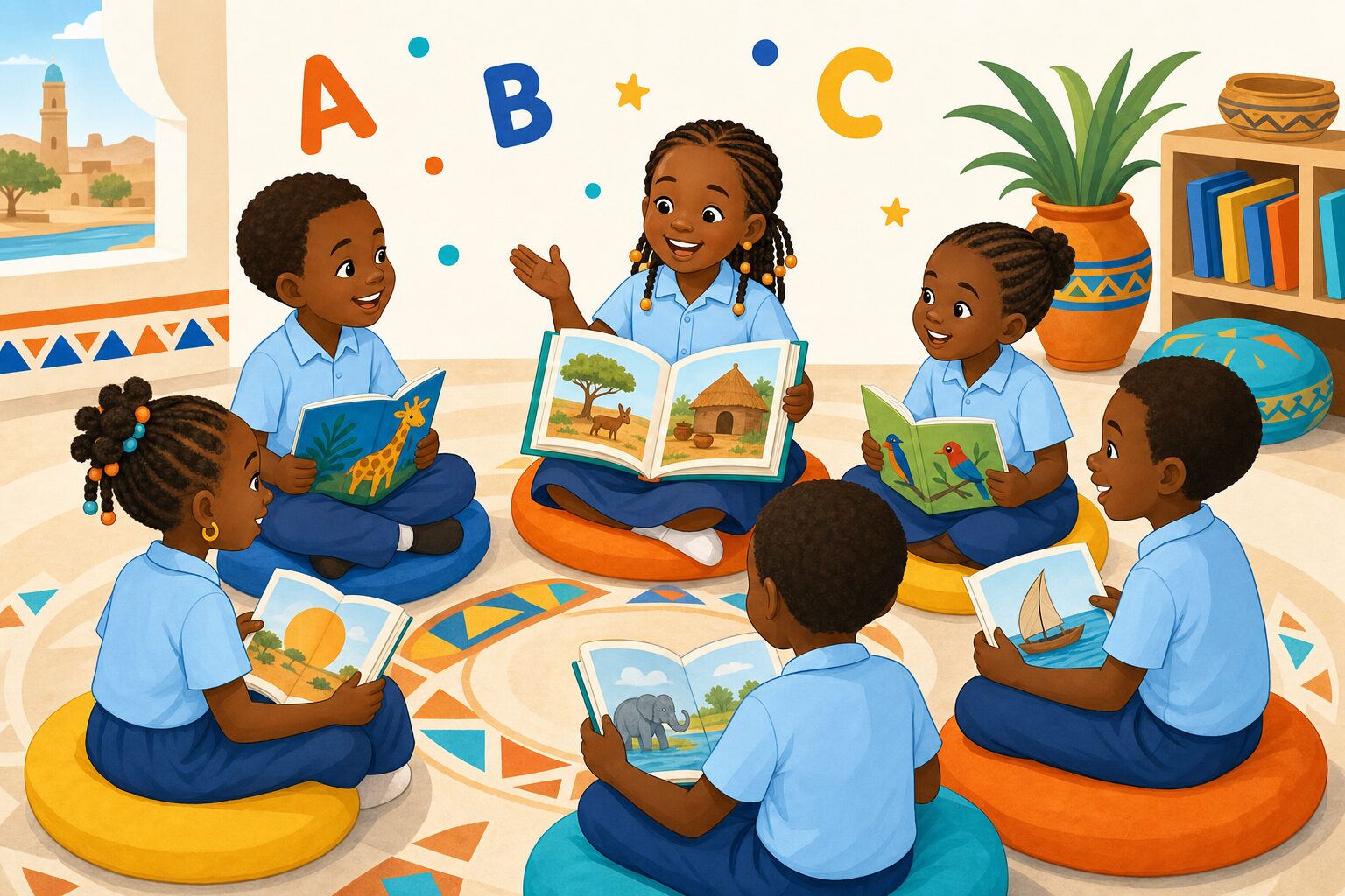 Cercle de lecture en anglais — illustration